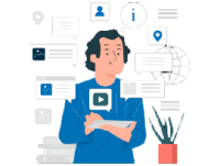 Ilustração de biblioteca online